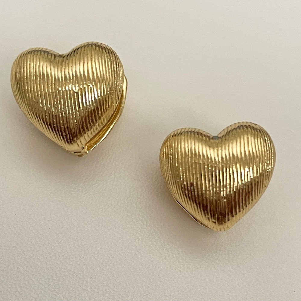 Gold Heart Clip-On Earrings